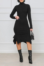 Women's OL commuter pit strip wool-like personalized hem long skirt