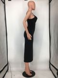 nightclub fashion drawstring sling slit sexy dress