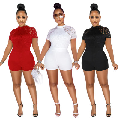 lace-paneled slim-fit commuter jumpsuit