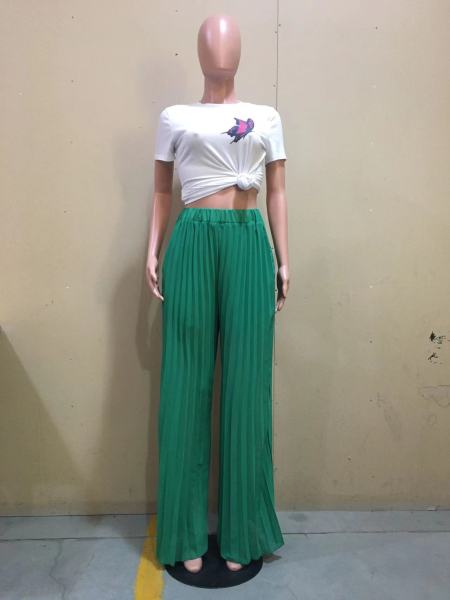 High-Temperature Pleated Wide-Leg 2-Layer Pants