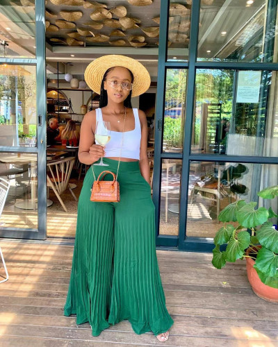 High-Temperature Pleated Wide-Leg 2-Layer Pants