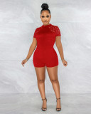lace-paneled slim-fit commuter jumpsuit