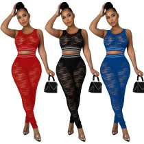 Lace Threaded Pants Two-Piece Set Lace Threaded Pants Two-Piece Set