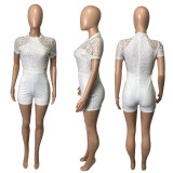 lace-paneled slim-fit commuter jumpsuit