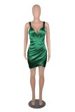 Ladies Dress Solid Color Sexy Deep V Sling Dress