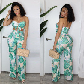 Sexy Print Wrap Jumpsuit Nightclub Wear