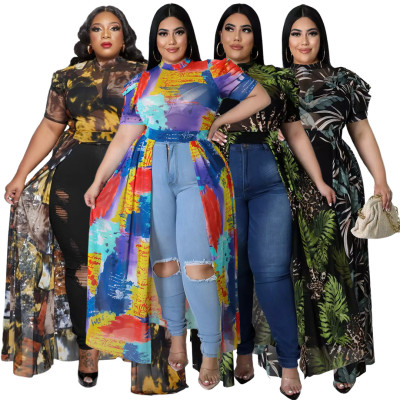 Nightclub Clothes Pile Sleeves Mesh Hollow Dress Top