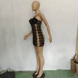 Mesh lace stitching suspender skirt with chest pad