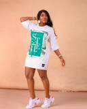 Ladies Fashion Trend Digital HD Printing Casual Loose Mini Dress