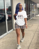 Sexy Printed Cotton Faux Short Sleeve Shorts Two-Piece Set
