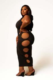 Plus Size Women's Fashion Basic Solid Color Dress