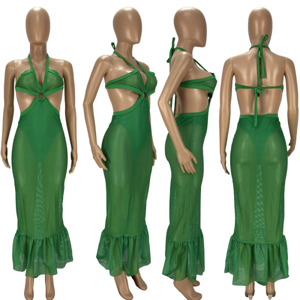 Women's Fashion Sexy Perspective Strap Mesh Dress