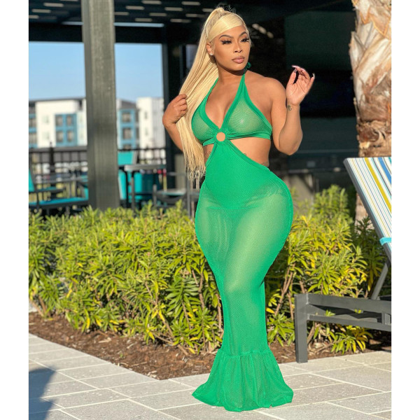 Women's Fashion Sexy Perspective Strap Mesh Dress