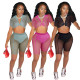 Mesh Splicing Perspective Tie Knot Two-piece Suit