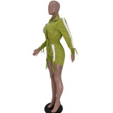 Women's New Patchwork Drawstring Tie Cargo Long Sleeve Jumpsuit