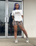 Sexy Printed Cotton Faux Short Sleeve Shorts Two-Piece Set