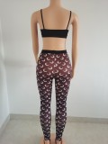 Crescent print swimsuit trousers two-piece set Offset top trousers