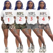 Sexy Printed Cotton Faux Short Sleeve Shorts Two-Piece Set Sexy Printed Cotton Faux Short Sleeve Shorts Two-Piece Set