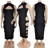 Plus Size Women's Fashion Basic Solid Color Dress