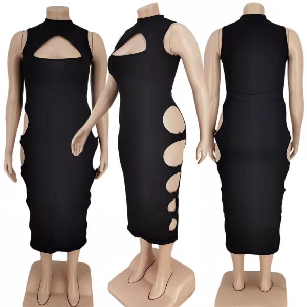 Plus Size Women's Fashion Basic Solid Color Dress