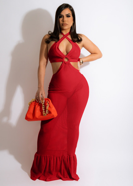 Women's Fashion Sexy Perspective Strap Mesh Dress