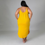 summer suspenders solid color hip dress