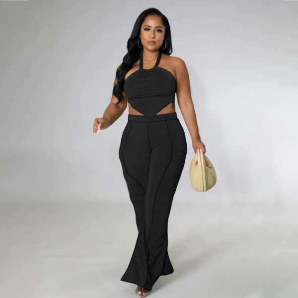 Fashion sexy solid color two-piece suit