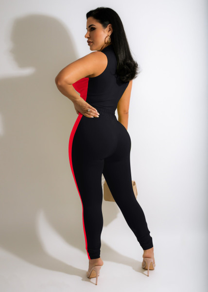 Skinny Colorblock Fashion Casual Jumpsuit