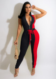 Skinny Colorblock Fashion Casual Jumpsuit