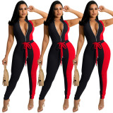 Skinny Colorblock Fashion Casual Jumpsuit