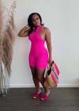 Ladies Women's Sleeveless Pit Bar Jumpsuit Pit Bar Solid Color Bodysuit
