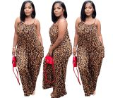 Fashion Leopard Print Casual Sexy Suspender Jumpsuit