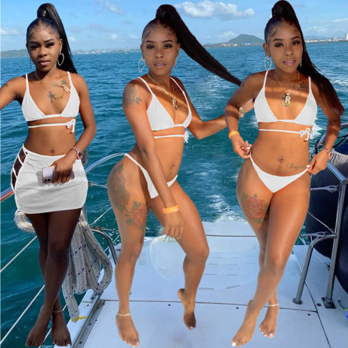 Sexy Spring/Summer Bikini Halter Swimwear 5-Color Three-piece Set