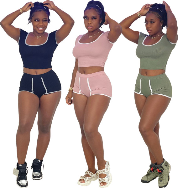 Fashion sexy solid color tight two-piece suit