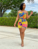 Women Fashion Sexy Elastic Bandeau Letter Print Jumpsuit Jumpsuit