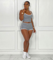 Solid color tight-fitting casual sports two-piece suit