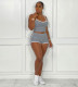 Solid color tight-fitting casual sports two-piece suit