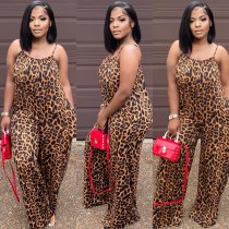 Fashion Leopard Print Casual Sexy Suspender Jumpsuit Fashion Leopard Print Casual Sexy Suspender Jumpsuit