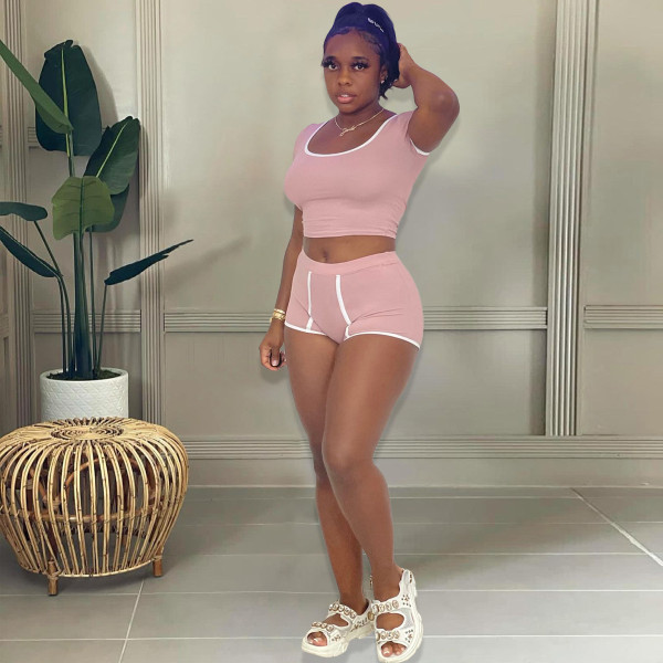 Fashion sexy solid color tight two-piece suit