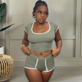 Fashion sexy solid color tight two-piece suit
