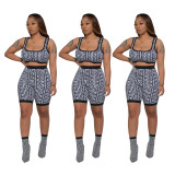 Fashion casual vest shorts printed two-piece spring and summer