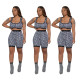 Fashion casual vest shorts printed two-piece spring and summer