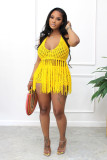 Women's Sexy Mesh Sheer Knitted Handmade Fringe Beach Suit