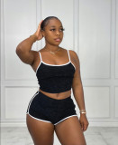 Solid color tight-fitting casual sports two-piece suit