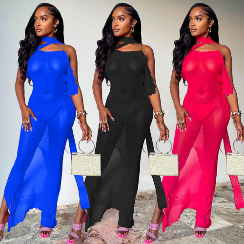 Casual Sexy Spring/Summer Swimwear Backless Beach Skirt 3-Color Two-Piece Set