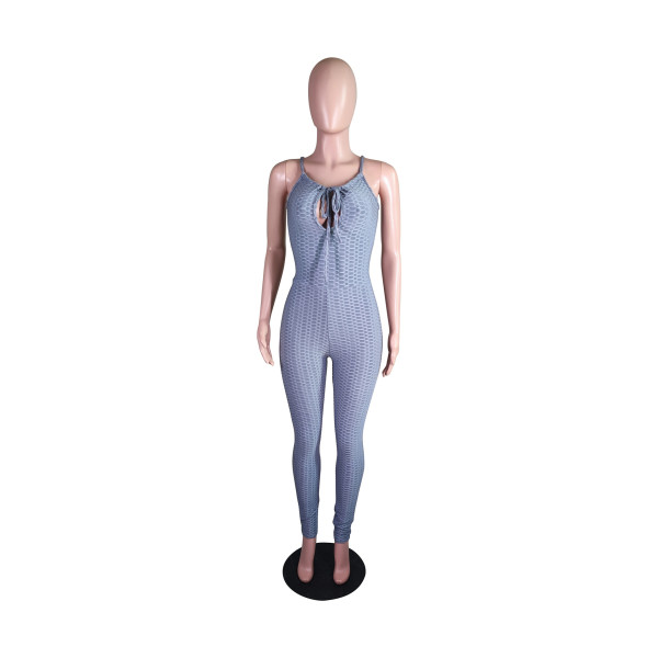 Fashion Sexy Sleeveless Solid Jacquard Bodysuit Super Elastic