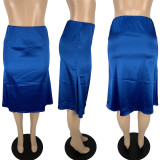 Solid Shiny High Stretch Silk Satin Skirt