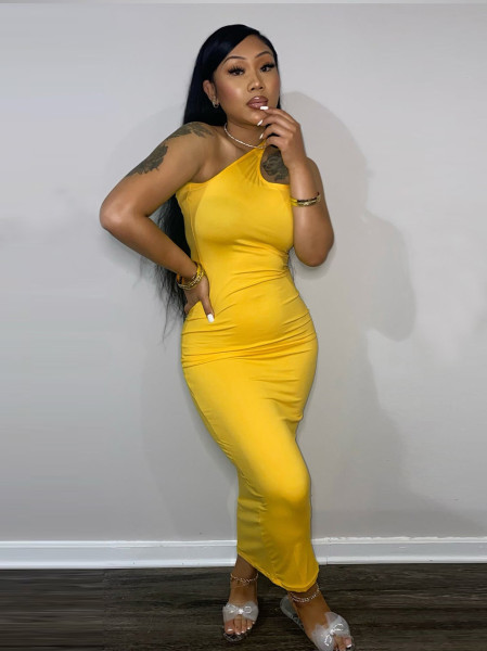 women's solid color slim dress