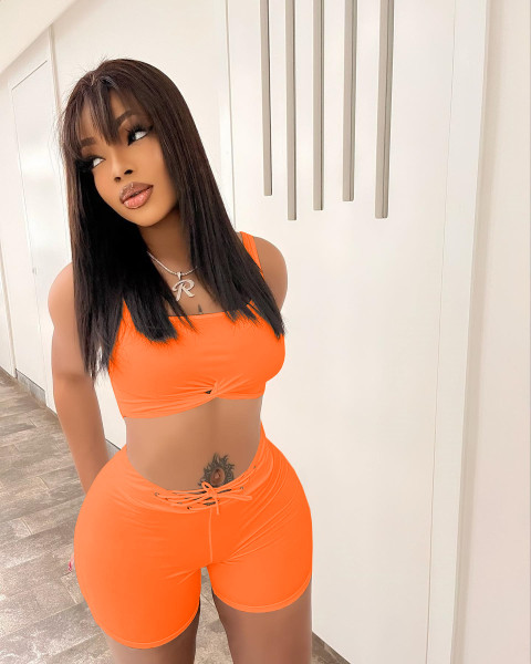Women's Solid Color Casual Sexy Vest Lace-Up Shorts Two-Piece Set