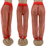 Sexy mesh sheer sports jogging pants